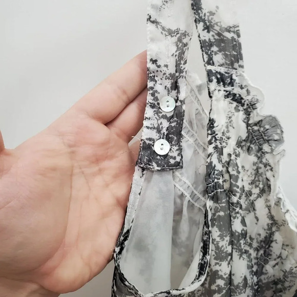 Daniel Rainn Women's White Black‎ Marble Print Chiffon Victorian Lace Tank XL - Picture 3 of 8